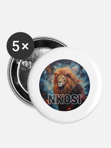 NKOSI DER LÖWE - Buttons klein 25 mm (5er Pack) - Weiß