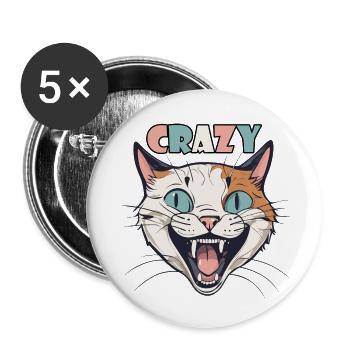 CRAZY - Buttons small 1''/25 mm (5-pack) - white - Front
