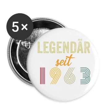 legendär seit 1963, 60th birthday - Buttons klein 25 mm (5er Pack) - Weiß - Vorne