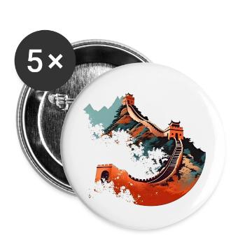 Chinesische Mauer, ein Meisterwerk - Buttons klein 25 mm (5er Pack) - Weiß - Vorne