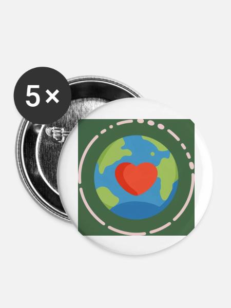 Nachhaltige Welt - Buttons klein 25 mm (5er Pack) - Weiß