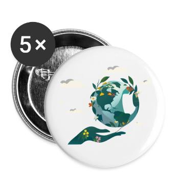 Nachhaltige Welt - Buttons klein 25 mm (5er Pack) - Weiß - Vorne