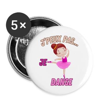 j'peux pas...je danse - Lot de 5 petits badges (25 mm) - blanc - Devant