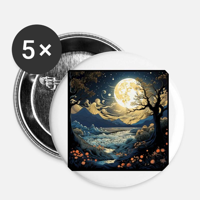 Vintage Poster Design tree - Buttons small 1''/25 mm (5-pack) - white