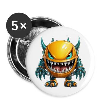 Monster Emoji indique clairement qui est en charge ici - Lot de 5 petits badges (25 mm) - blanc - Devant