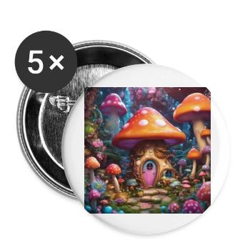 Shroom life - Buttons small 1''/25 mm (5-pack) - white - Front