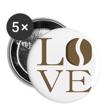Coffee Love - Coffee Bean Love - Lot de 5 petits badges (25 mm) - blanc - Devant