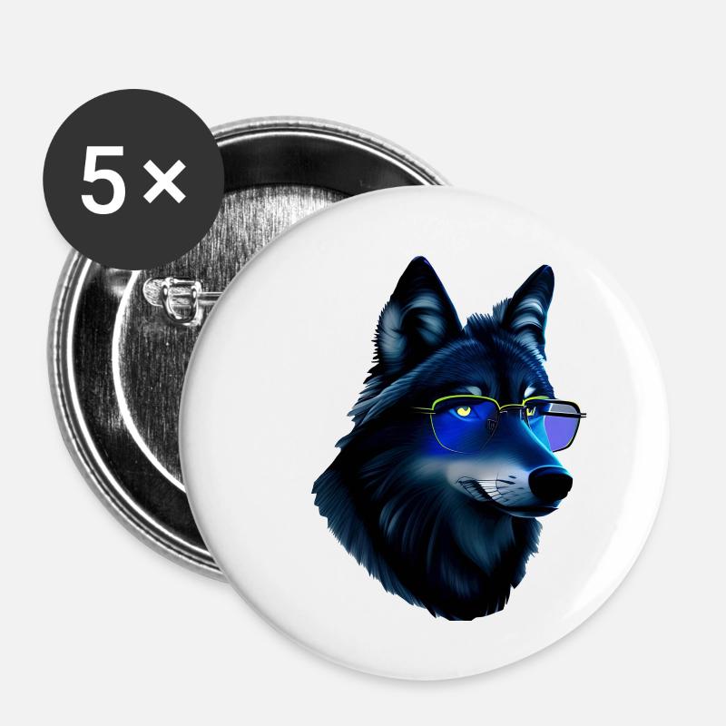wolf - Buttons small 1''/25 mm (5-pack) - white