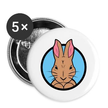 Bunny Pets Stuffed Animal Favorite Animal Animals - Buttons small 1''/25 mm (5-pack) - white - Front