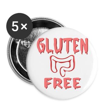 Glutenfreie Diät - Darm - Buttons klein 25 mm (5er Pack) - Weiß - Vorne