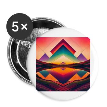 psychedelisches trippy symmetrisches Natur-Design - Buttons klein 25 mm (5er Pack) - Weiß - Vorne