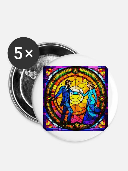 psychedelisches trippy Liebes-Design - Buttons klein 25 mm (5er Pack) - Weiß