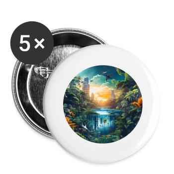 A sunset in the big city in the - Buttons small 1''/25 mm (5-pack) - white - Front