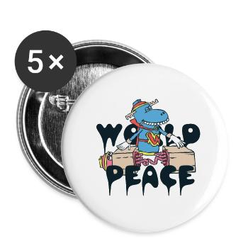 420 Orignal bleu de la paix mondiale - Lot de 5 petits badges (25 mm) - blanc - Devant