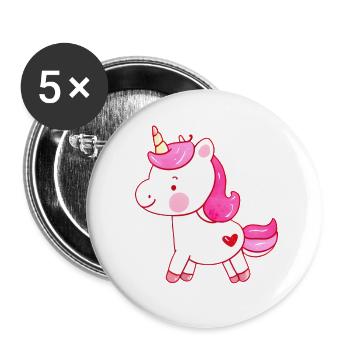 Licorne Fille Licornes Licorne Animal Mythique Licorne - Lot de 5 petits badges (25 mm) - blanc - Devant