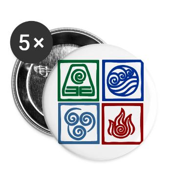 Nation symbols logo of the four forces square - Buttons small 1''/25 mm (5-pack) - white - Front