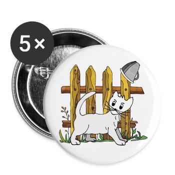 Katze - Buttons klein 25 mm (5er Pack) - Weiß - Vorne