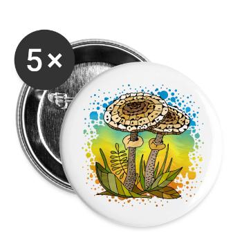 Pilze - Buttons klein 25 mm (5er Pack) - Weiß - Vorne