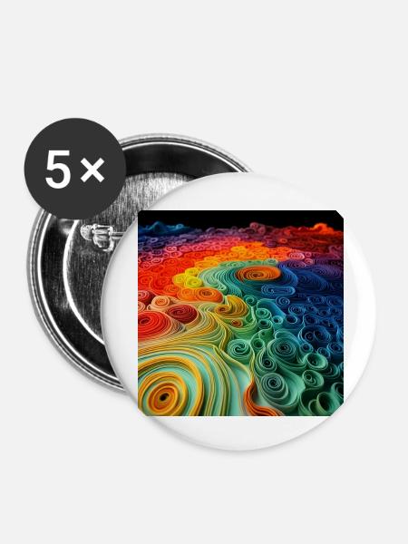 Regenbogenspiralen - Buttons klein 25 mm (5er Pack) - Weiß