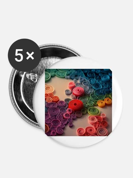 Regenbogenspiralen - Buttons klein 25 mm (5er Pack) - Weiß