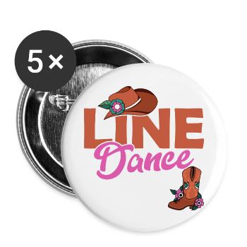 Diva de la danse en ligne Musique country Western - Lot de 5 petits badges (25 mm) - blanc - Devant