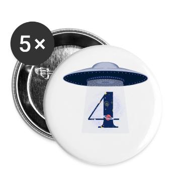 4e anniversaire ufo attaque - Lot de 5 petits badges (25 mm) - blanc - Devant