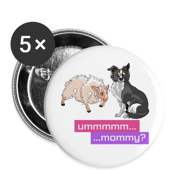 Sheep herd mom - Buttons small 1''/25 mm (5-pack) - white - Front