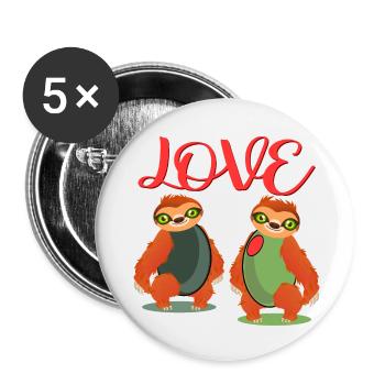 LOVE SLOTH OLIVES COSTUMES POUR COUPLES - Lot de 5 petits badges (25 mm) - blanc - Devant