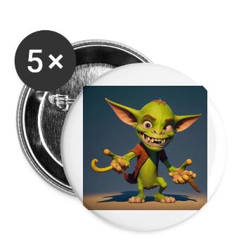 Petit vilain gobelin - Lot de 5 petits badges (25 mm) - blanc - Devant