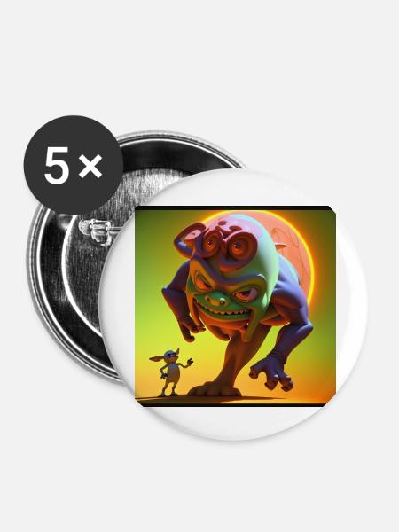 Monstergoblin - Buttons klein 25 mm (5er Pack) - Weiß
