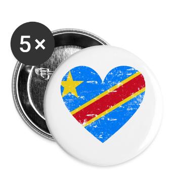 Demokratische Republik Kongo Flaggenherz - Buttons klein 25 mm (5er Pack) - Weiß - Vorne