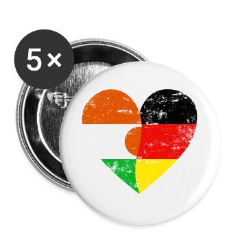 Niger Germany Flag Heart - Buttons small 1''/25 mm (5-pack) - white - Front
