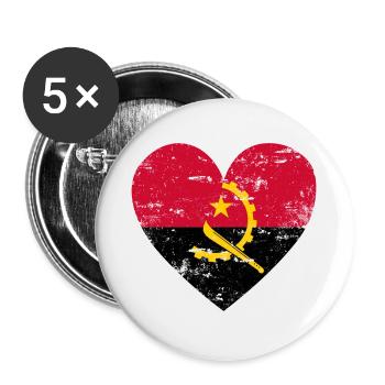 Angola Flaggenherz - Buttons klein 25 mm (5er Pack) - Weiß - Vorne