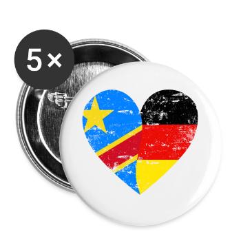Demokratische Republik Kongo Deutschland - Buttons klein 25 mm (5er Pack) - Weiß - Vorne