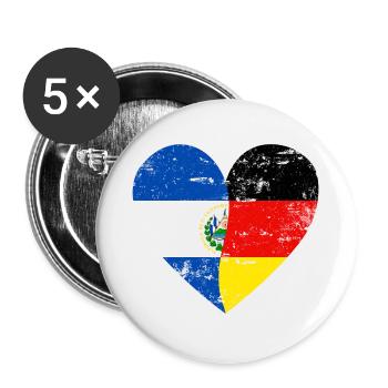 El Salvador Germany Flag Heart - Buttons small 1''/25 mm (5-pack) - white - Front