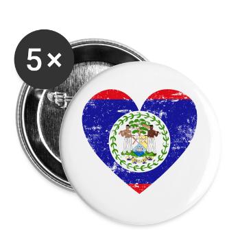 Belize Flaggenherz - Buttons klein 25 mm (5er Pack) - Weiß - Vorne