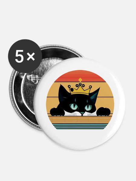 Katze - Buttons klein 25 mm (5er Pack) - Weiß