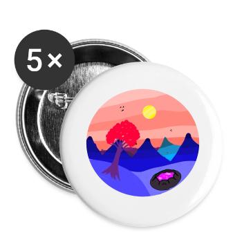 Surreal landscape - Buttons small 1''/25 mm (5-pack) - white - Front
