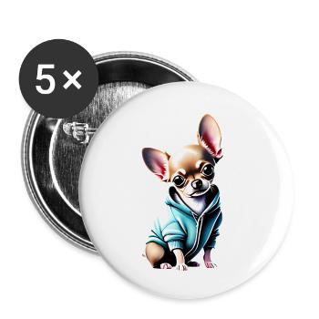 Chihuahua Dog Propriétaire Chihuahua Puppy Dogs - Lot de 5 petits badges (25 mm) - blanc - Devant
