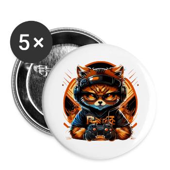 gaming cat - Buttons klein 25 mm (5er Pack) - Weiß - Vorne
