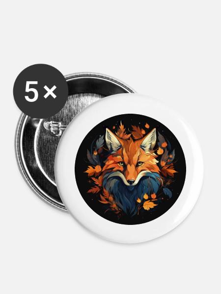 Fuchs im Herbstlaub - Buttons klein 25 mm (5er Pack) - Weiß