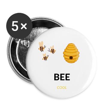BEE Cool - Lot de 5 petits badges (25 mm) - blanc - Devant