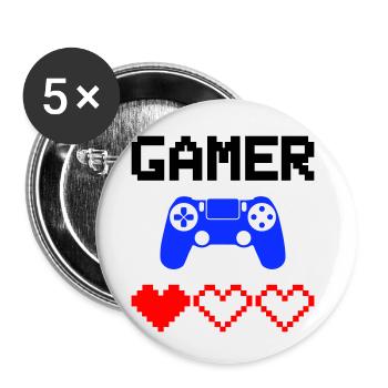 Gamer Hearts - Buttons small 1''/25 mm (5-pack) - white - Front