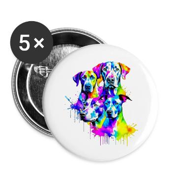 Hunde in den Farben des Regenbogens - Buttons klein 25 mm (5er Pack) - Weiß - Vorne