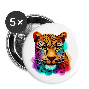 Leopard - Buttons small 1''/25 mm (5-pack) - white - Front