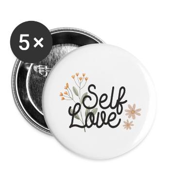 Self Love - Buttons small 1''/25 mm (5-pack) - white - Front