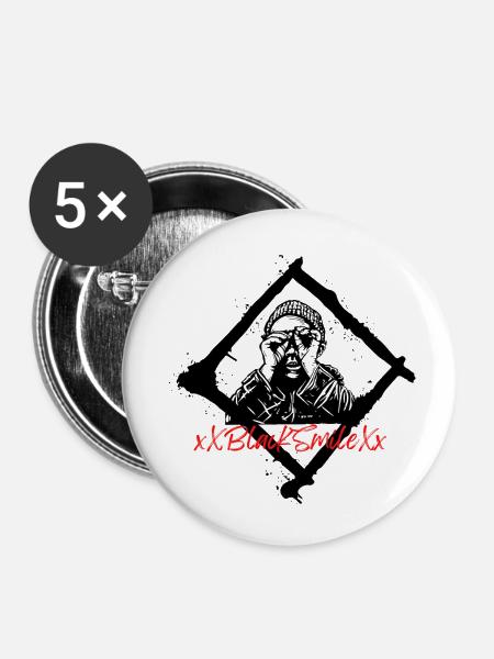 Black - Buttons klein 25 mm (5er Pack) - Weiß