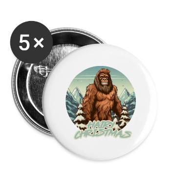 Funny Big Foot Hairy Christmas Saying - Buttons small 1''/25 mm (5-pack) - white - Front