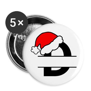 Weihnachtsalphabet Buchstabe D zum Personalisieren - Buttons klein 25 mm (5er Pack) - Weiß - Vorne