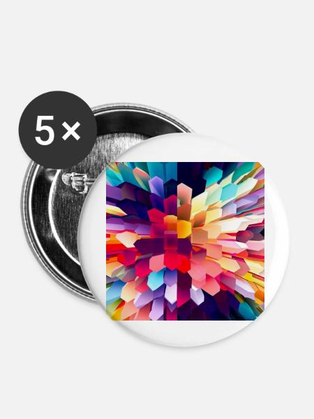 Bunter Hexagon-Rausch - Buttons klein 25 mm (5er Pack) - Weiß